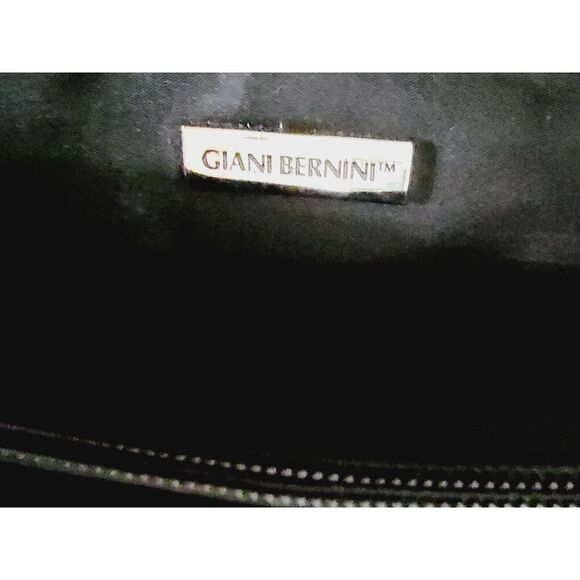Giani Bernini Black Leather Bag Purse White Stitching‎ Silver Hardware Vintage - Picture 13 of 16